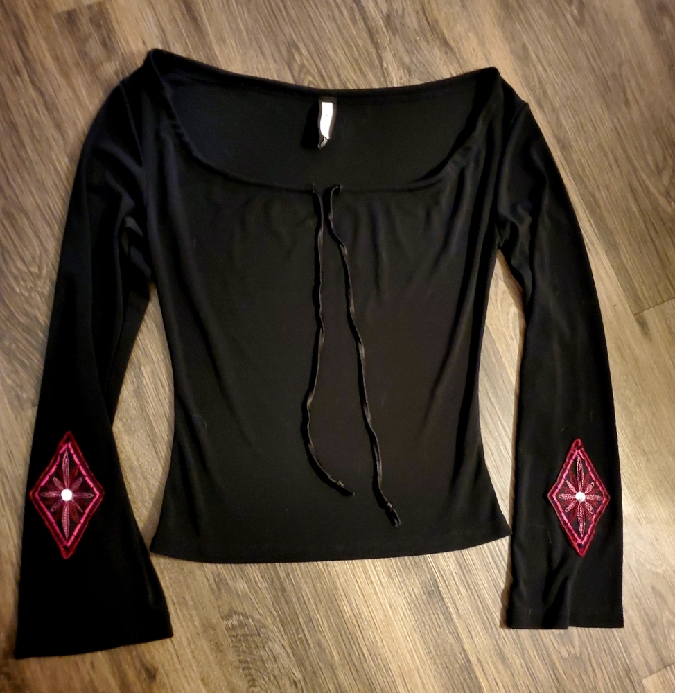 Vintage Forever 21 Black Boho  Blouse Size Small